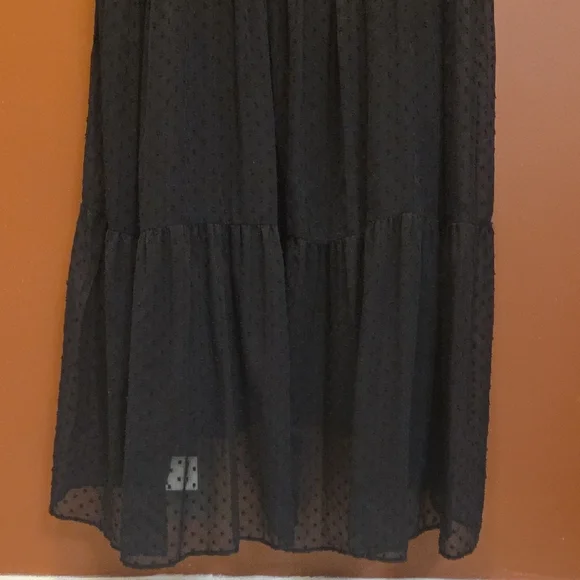 Zara Swiss Dot Long Sleeve Tiered Smocked Maxi Dress - Picture 7 of 11